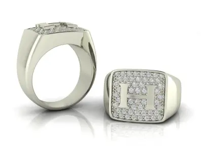 DIAMOND SIGNET RING 3D print model