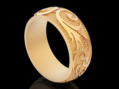 Ornamental carving ring silver gold printable jewelry 3D model 3D print model