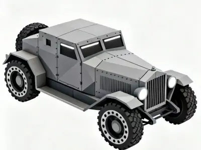 Neo-WWI Armored Scout Car 3D Model Low-poly 3D model
