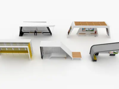 BUS STATIONS MODELS-2 5 MODELS 3D model