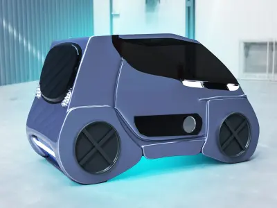 Futuristic Sci-Fi Mini Car 3D Model Realistic Low-poly 3D model