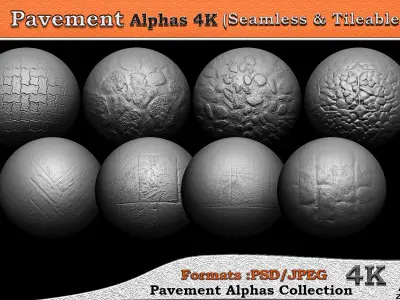 60 Alpha pavement 4K -Seamless -Tileable 3D model