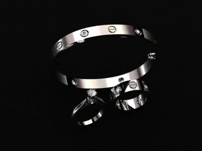  rings and bracelet 3D print model