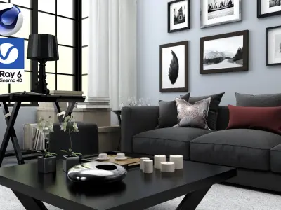 Living Room 08 - Vray6 - C4D 3D model