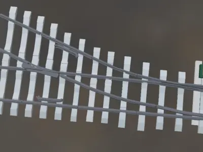 turnout train tracks 3D model