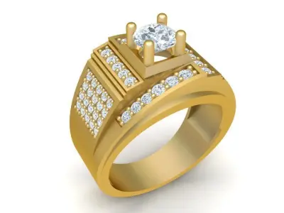 Luxury Square Diamond Men Ring 3D Model 2078 3D print model