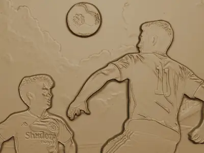 Footbal sports relief wall art 3D print model