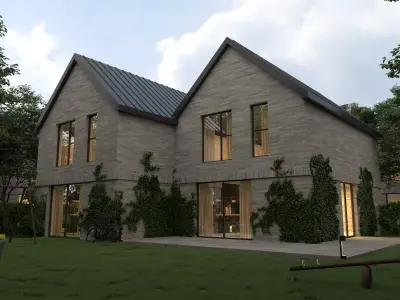 2025 American  House 3D Model Modern Suburban House Luxury House Low-poly 3D model