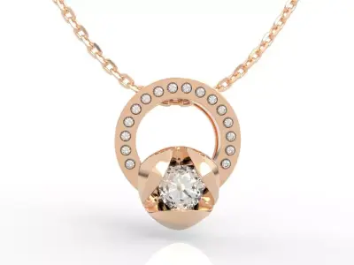 Elegant Diamond Circle Pendant 3D print model