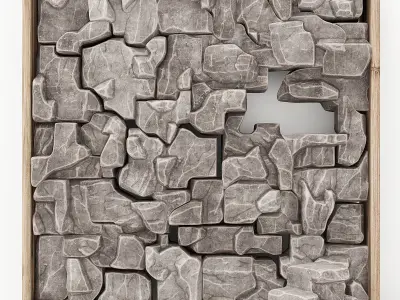 Stone splinter rock panel frame n1 3D model