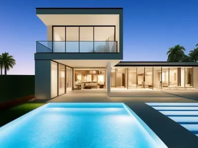 Luxury Oasis - Stunning Mansion with Pool Low-poly 3D model