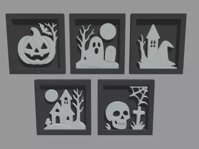 Halloween Pictures Frames Low-poly 3D model