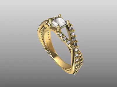 asscher-cut Engagement Ring 3D print model