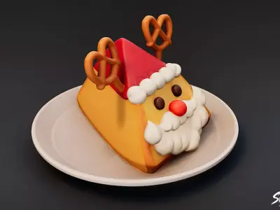 Santa Pretzel Cookie Low-poly 3D model