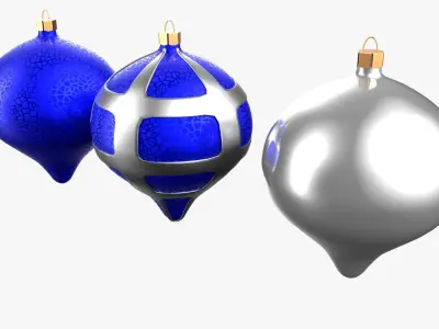 Christmas Tree Ornament Set8 - Blue White Low-poly 3D model