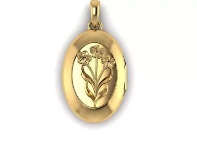 OVAL SHAPE FLOWER DESIGN PENDANT 3D PRINTABLE MODEL 3D print model