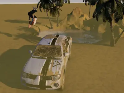 Pickup Car Rigged Low-poly 3D model