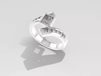 Beautiful square diamond ring Free 3D print model