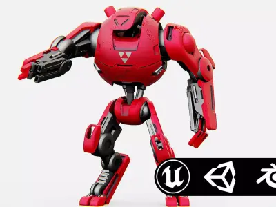 COMBAT DROID OZ-200 Rigged for Unreal Engine - Unity - MIXAMO 3D model