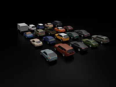 Low Poly Car Pack - 20 VEHICLES Low-poly 3D model