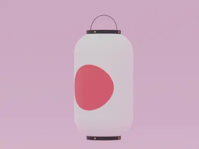 Japanese Paper Lantern Low-poly 3D model