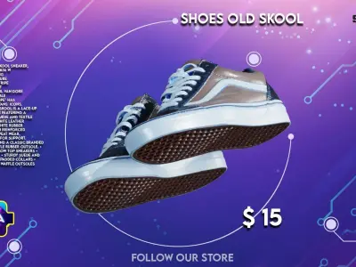 Shoes Vans Old Skool Gray Low-poly 3D model