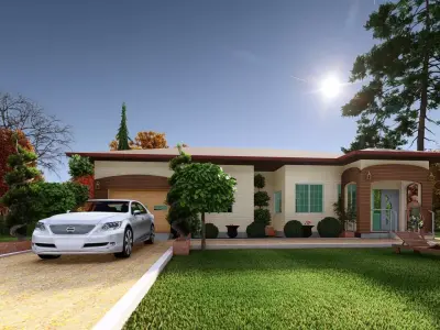 3 Bedroom House plan Model  Low-poly 3D model