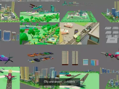 City and airport 3D Model Pack