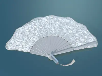 Hand fan lace multicolor rigged low poly Low-poly 3D model