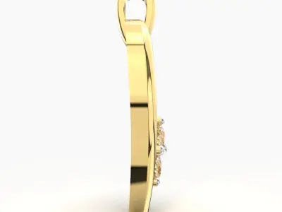 THREE STONE HEART DIAMOND PENDANT 3D print model