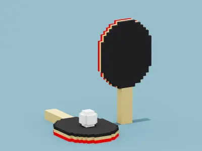 Voxel Ping Pong Low-poly 3D model