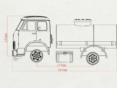 Printable stl MAZ 500 Soviet Truck Printable Body Car scale  3D print model