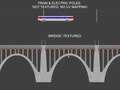 Viaduct with diesel train 3D model