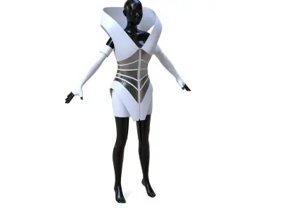 Beyonce White Dress Low-poly 3D model