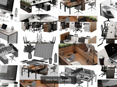Office Set 3D Model Collection