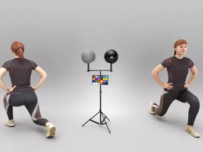 Pretty woman doing stretching 342 Low-poly 3D model