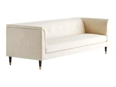 TUFTED CREAM WHITE VELVET SOFA 3D model