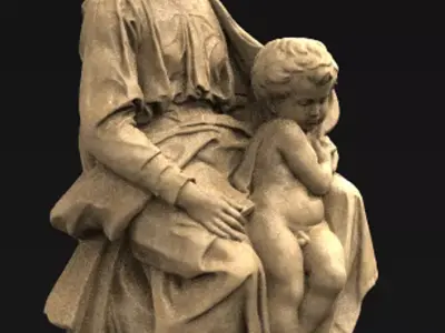 Madonna 3D Model statue of virgin and child 3D print model