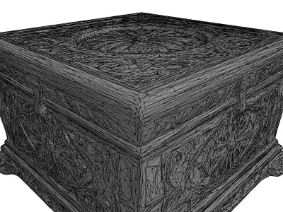 Ornate Carved Wooden Fantasy Box Low-poly 3D model