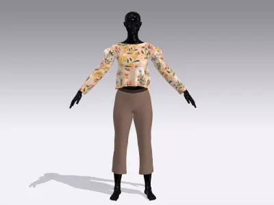 Woman Cloth Dress Low-poly 3D model 7