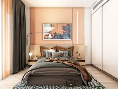 Cozy Bedroom interior scene 3D model  3D model
