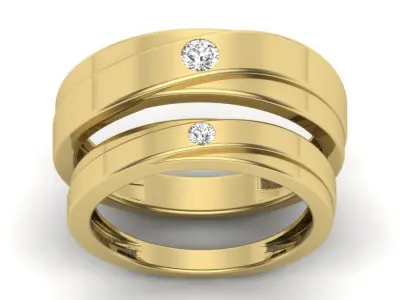 Solitaire Couple Band Ring 3D print model