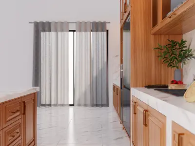 Timeless Wooden Kitchen Interior High Detail and Easy to Edit 3D model