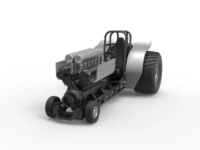 Mini Rod pulling tractor with V12 engine Scale 1 to 25 3D print model