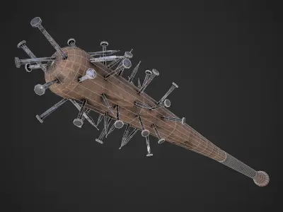 Nailed Baseball Bat Low-poly 3D model
