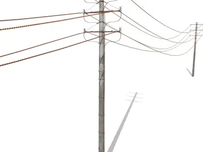 Electricity Pole 18 Weathered Low-poly 3D model