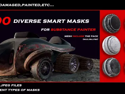 100 diverse smart masks for substance painter Texture