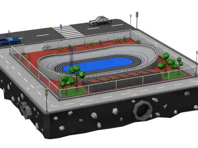 Velodrome Cycling Track Low Poly 3D Model Low-poly 3D model