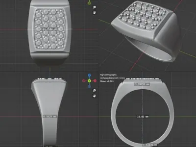 Ring for men with gems at the top Free 3D print model