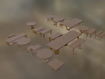 3D Greybox Table Pack 20 Low Poly Models for Prototyping  Low-poly 3D model